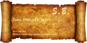 Sas Benjámin névjegykártya